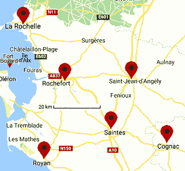 carte de la région Charente maritime