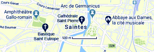 carte de Saintes Charentes